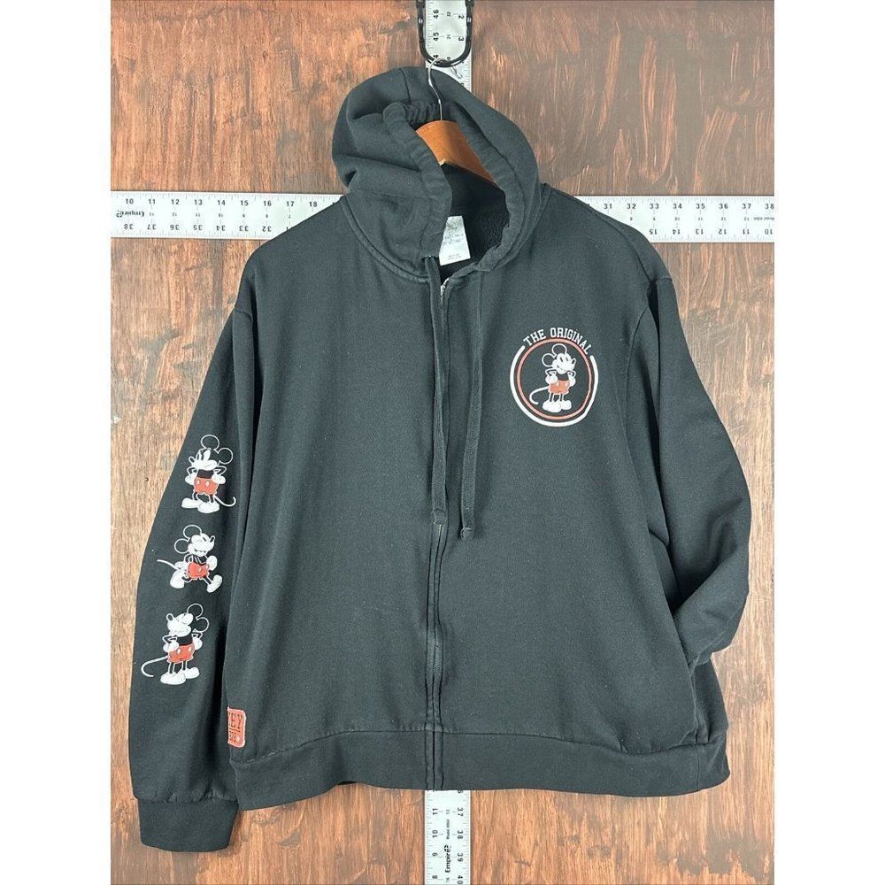Disney Mickey Mouse Full Zip Hoodie Screen Art Black Red Bred Men’s Large L NICE
